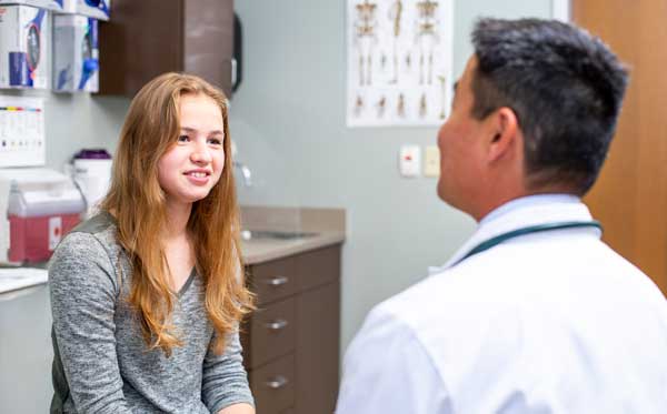student at health clinic